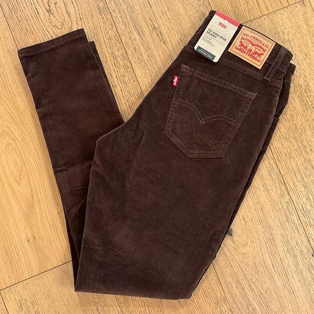 721 brown corduroy, high-rise, skinny jeans